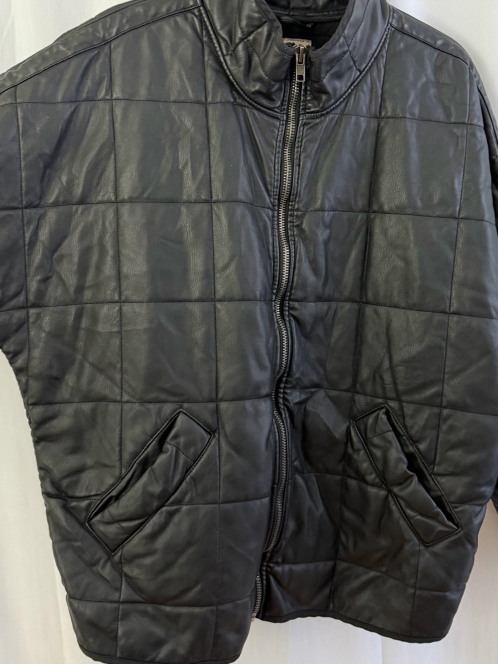 Free People Dolman Black Vegan Leather Quilted Jacket Womens Size Medium - Picture 4 of 9